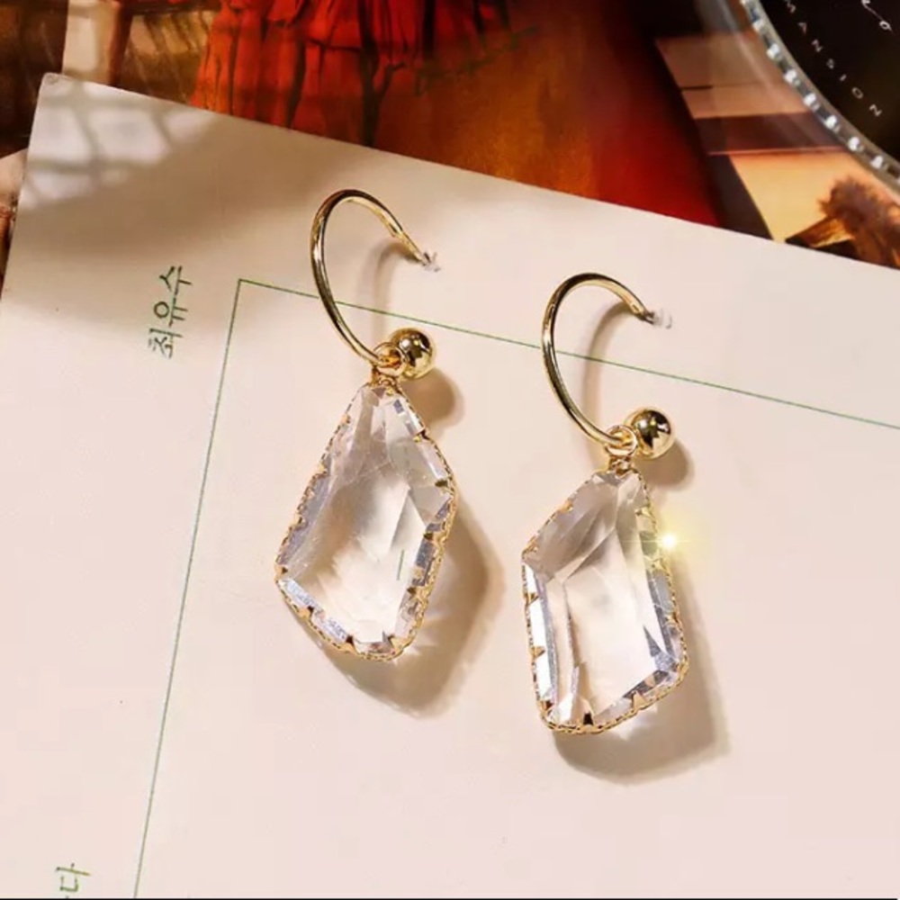 New! Clear Drop Earrings - Picture 3 of 13